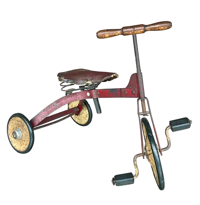 Vintage Boho Mini Tricycle with Leather Seat — additional photo 2
