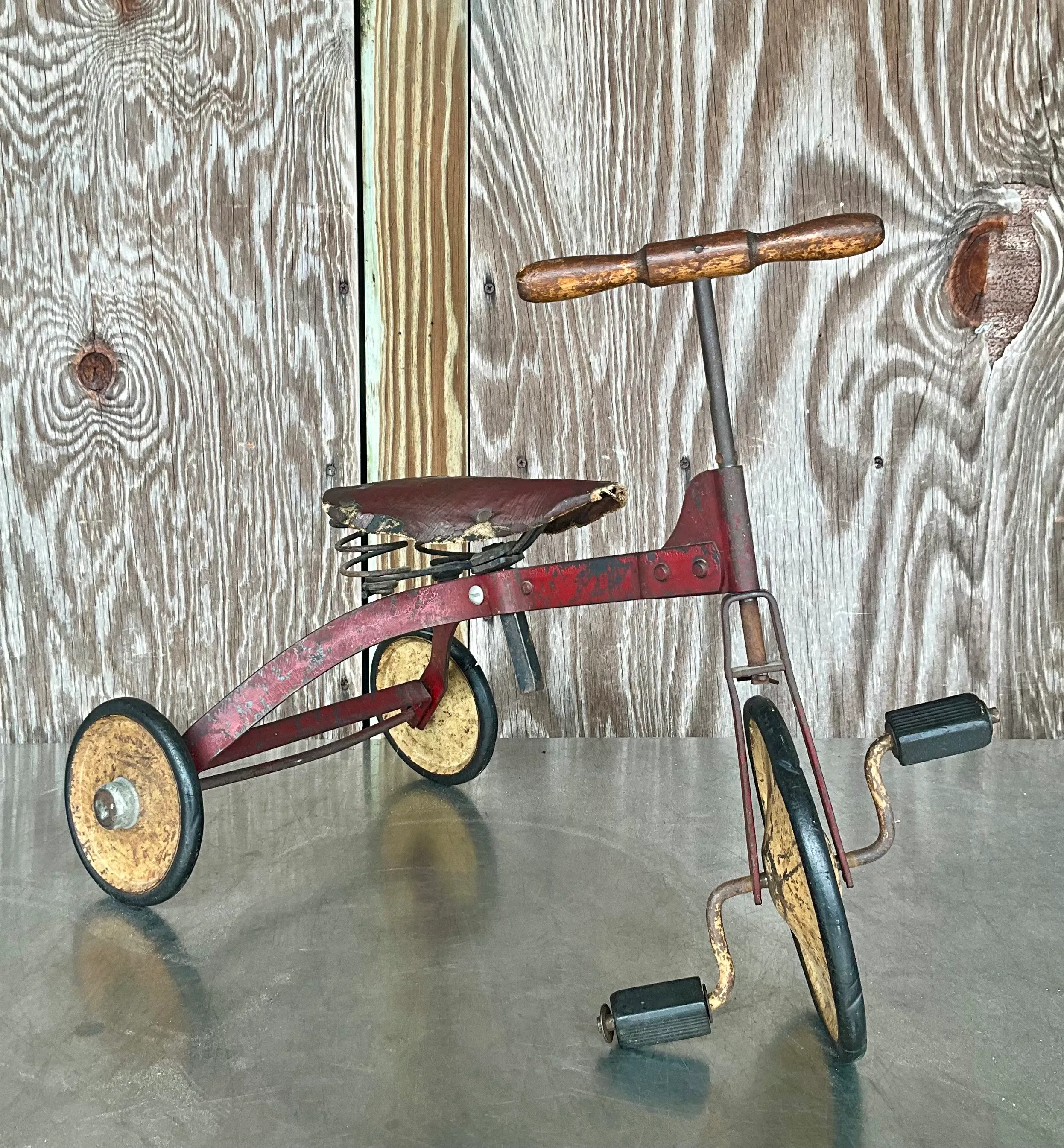 Vintage Boho Mini Tricycle with Leather Seat  — additional photo 3