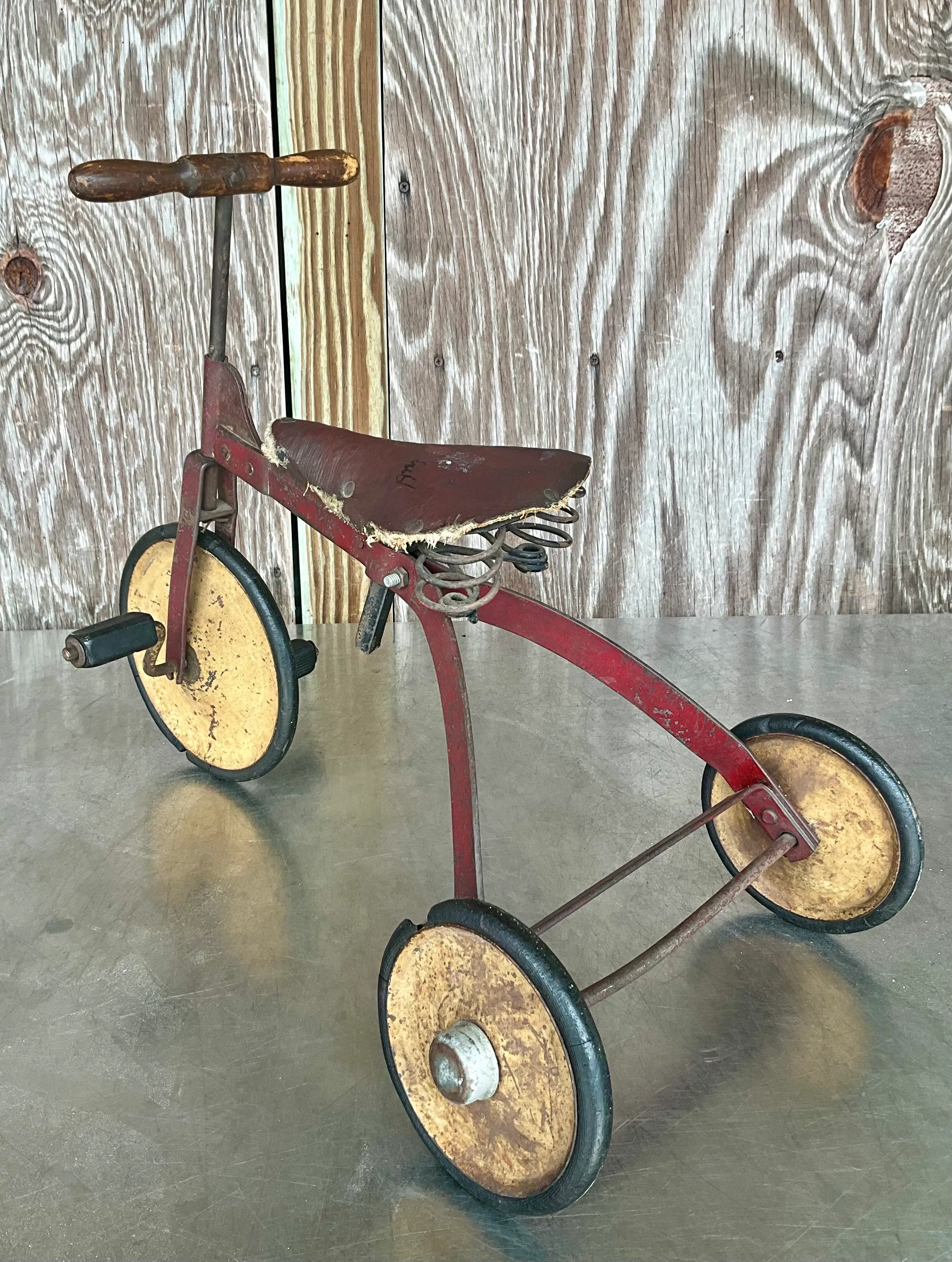 Vintage Boho Mini Tricycle with Leather Seat  — additional photo 4