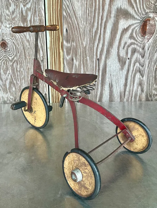 Vintage Boho Mini Tricycle with Leather Seat — additional photo 4