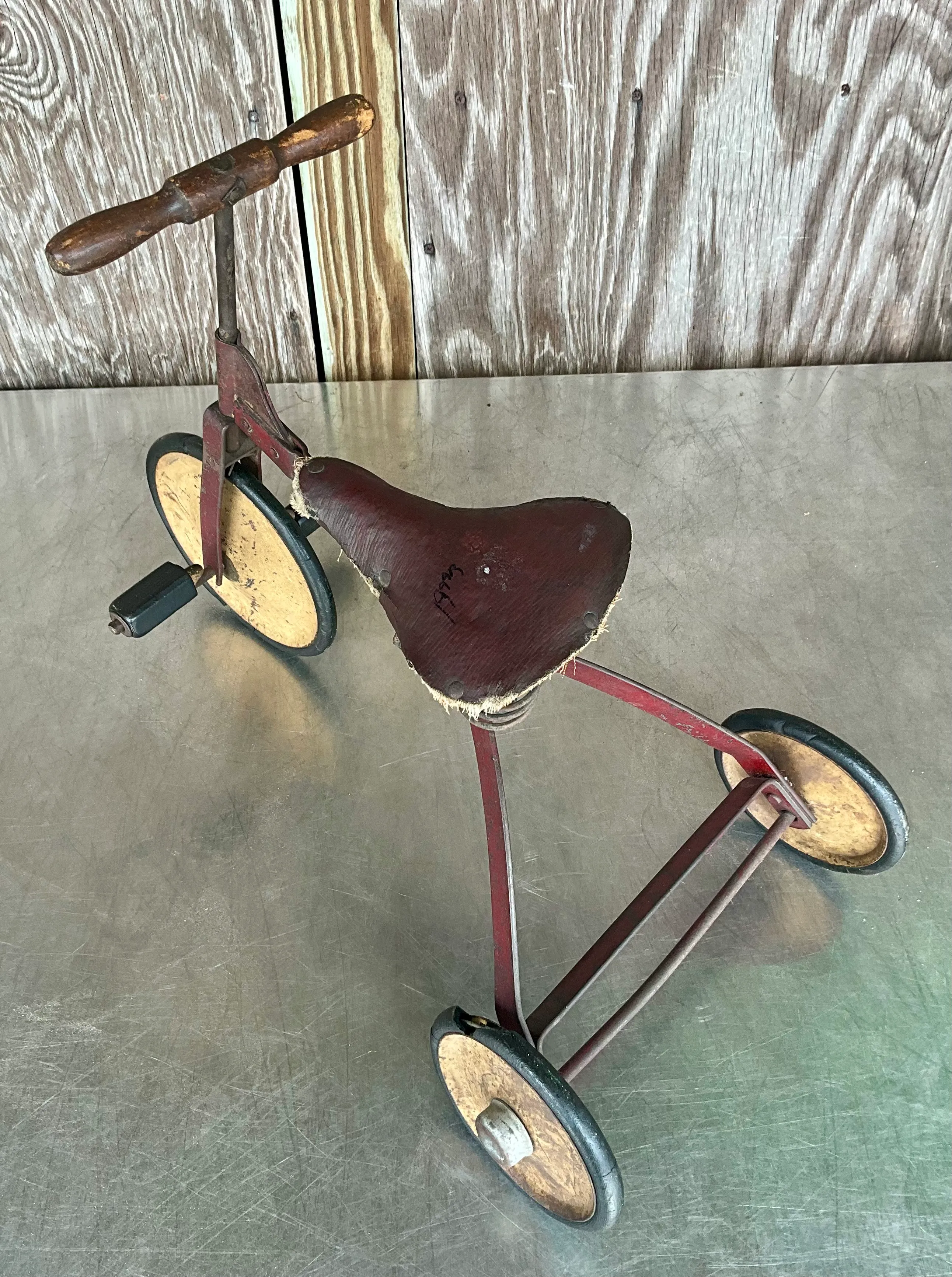 Vintage Boho Mini Tricycle with Leather Seat  — additional photo 5