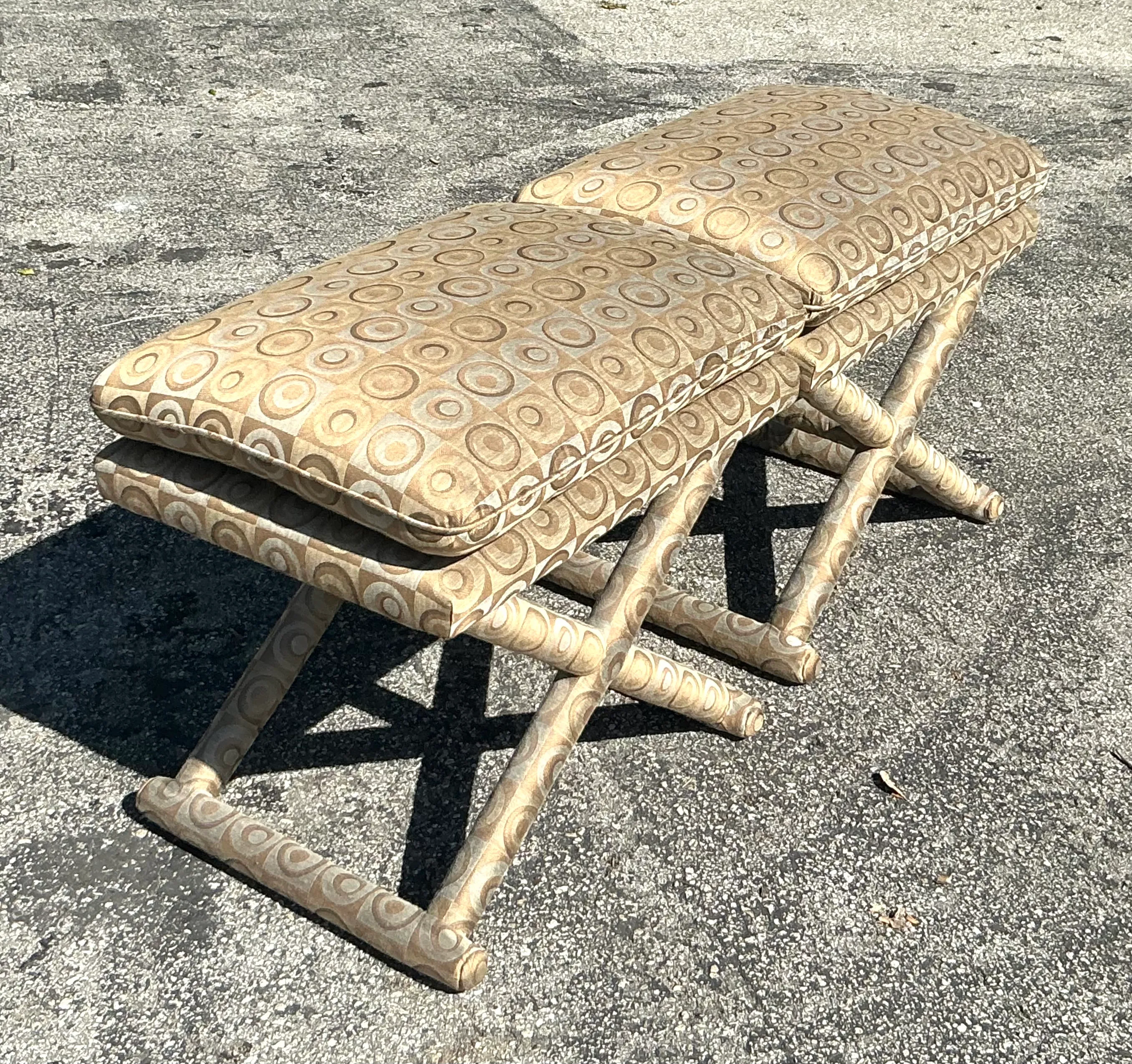 Vintage Boho Mod Jacquard X Bench - A Pair — additional photo 3