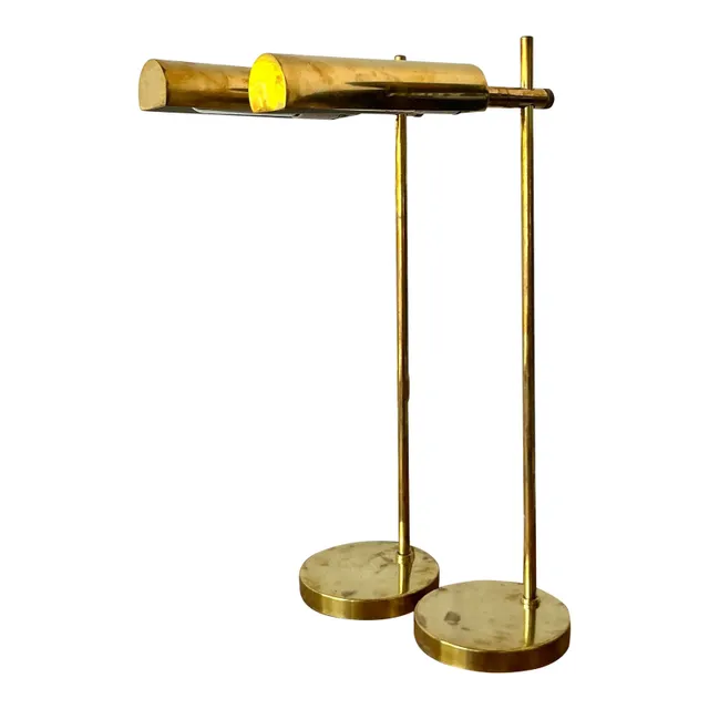 Vintage Boho Modernist Brass Table Lamps - A Pair — additional photo 1