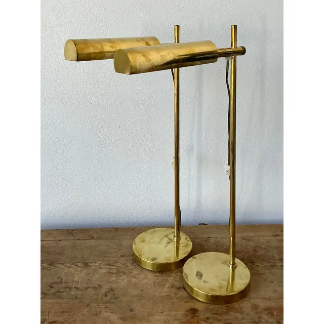 Vintage Boho Modernist Brass Table Lamps - A Pair — additional photo 2