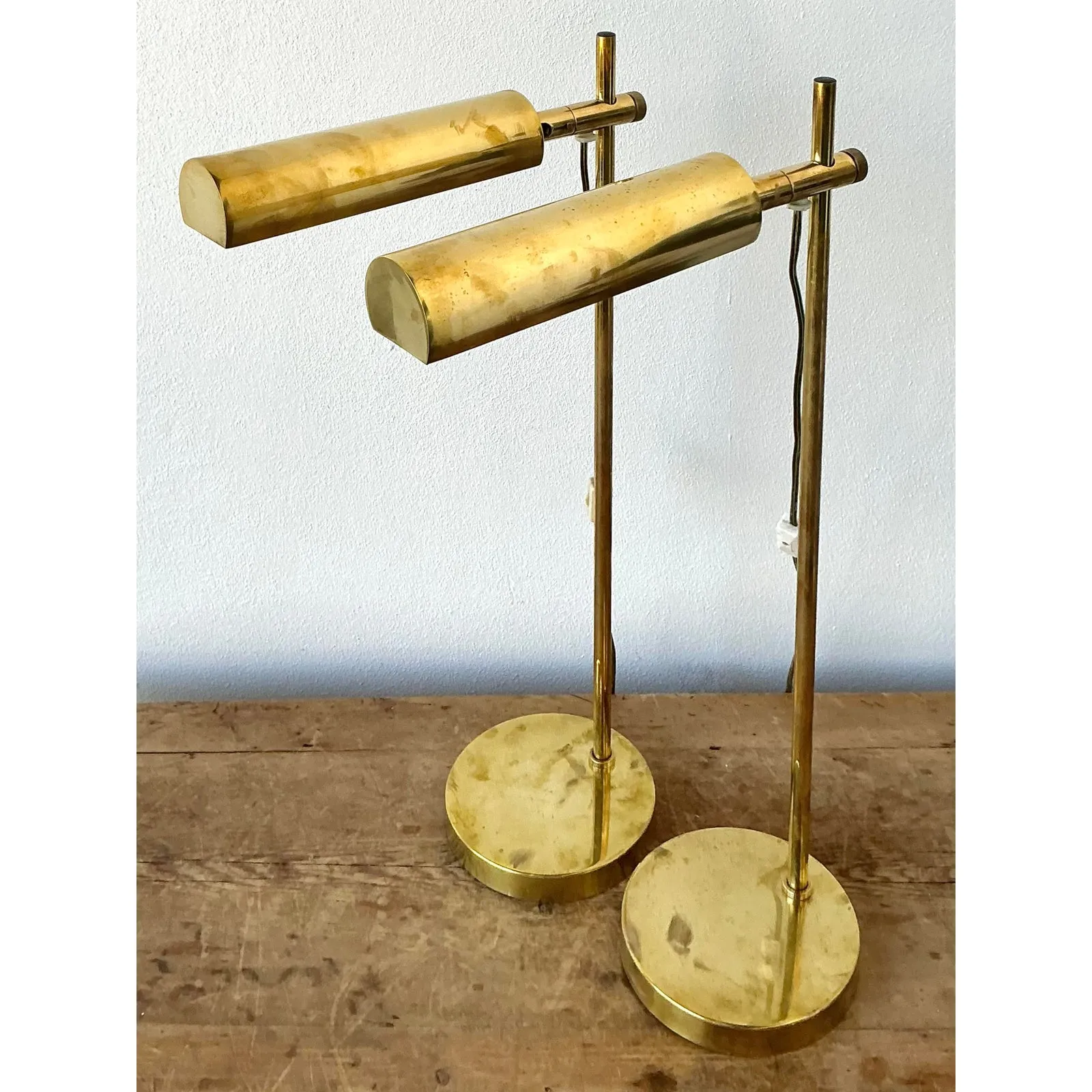 Vintage Boho Modernist Brass Table Lamps - A Pair — additional photo 3