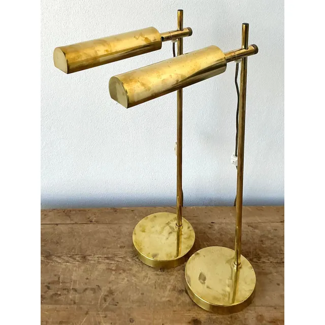 Vintage Boho Modernist Brass Table Lamps - A Pair — additional photo 3