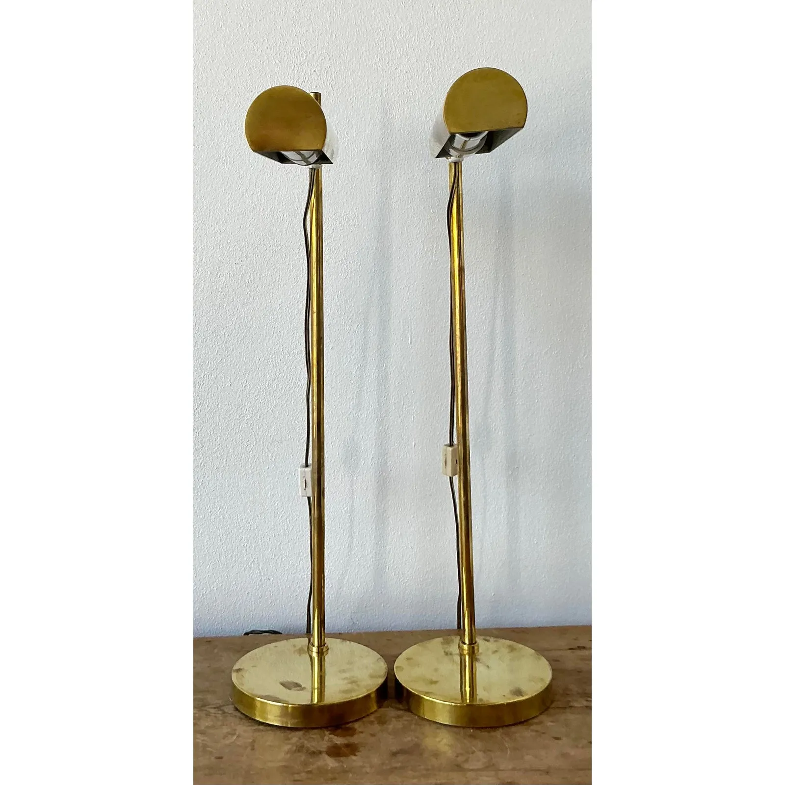 Vintage Boho Modernist Brass Table Lamps - A Pair — additional photo 4