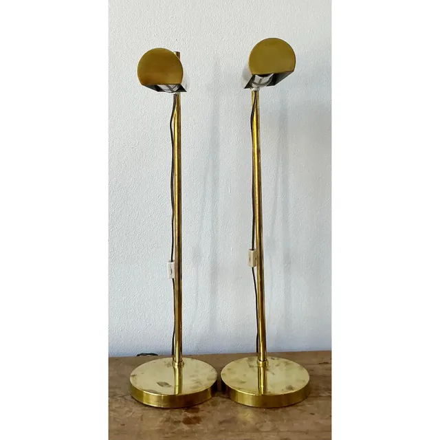 Vintage Boho Modernist Brass Table Lamps - A Pair — additional photo 4