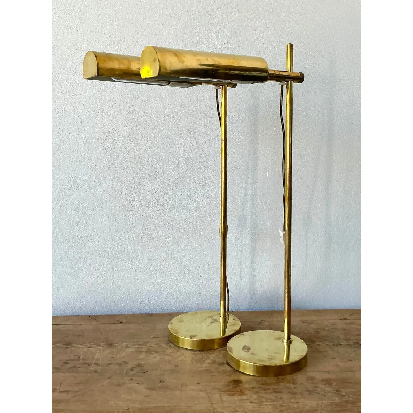 Vintage Boho Modernist Brass Table Lamps - A Pair — additional photo 5