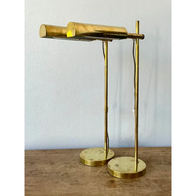 Vintage Boho Modernist Brass Table Lamps - A Pair — additional photo 5