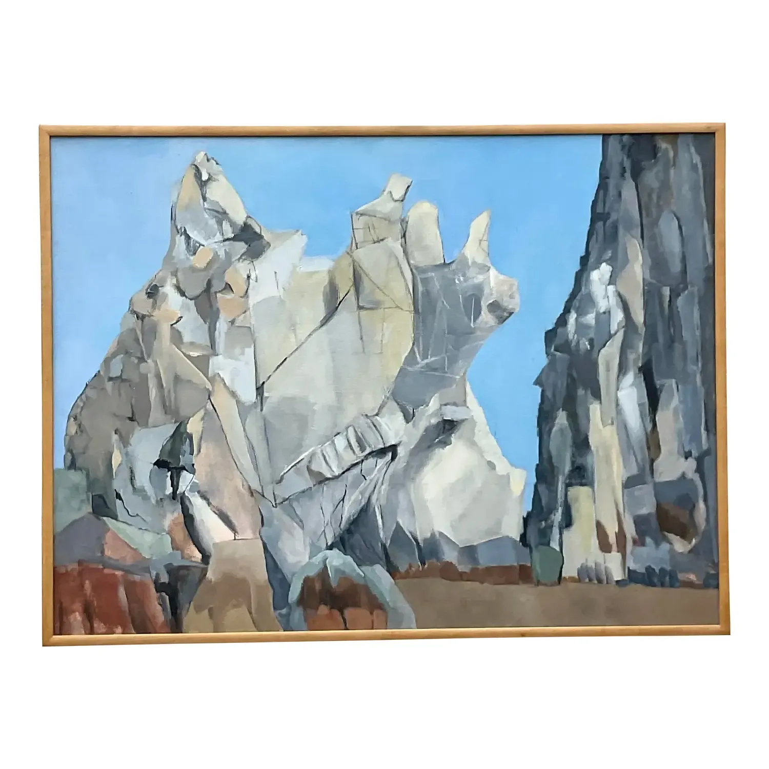 Vintage Boho Modernist Landscape Oil on Canvas Painting — additional photo 1