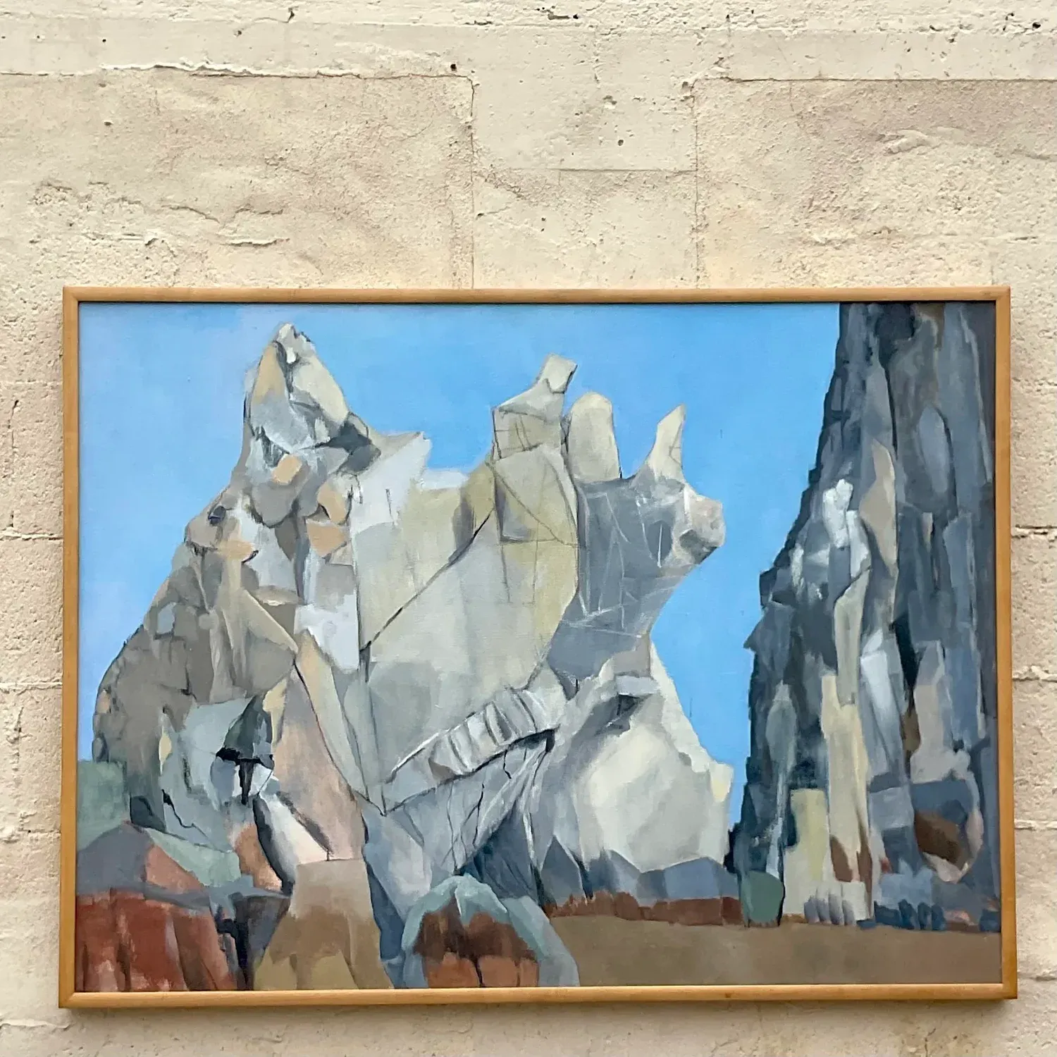 Vintage Boho Modernist Landscape Oil on Canvas Painting — additional photo 3