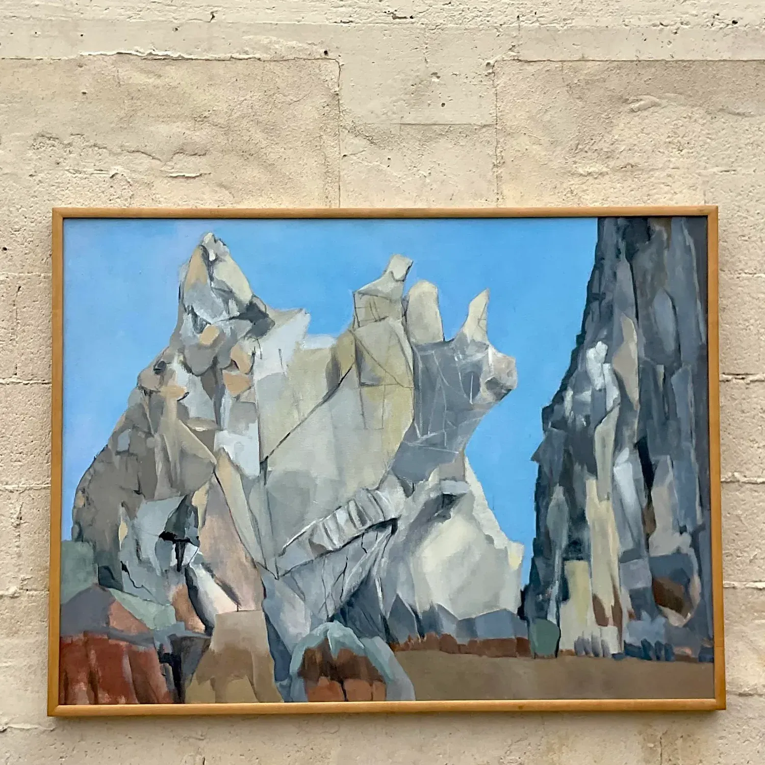 Vintage Boho Modernist Landscape Oil on Canvas Painting — additional photo 6