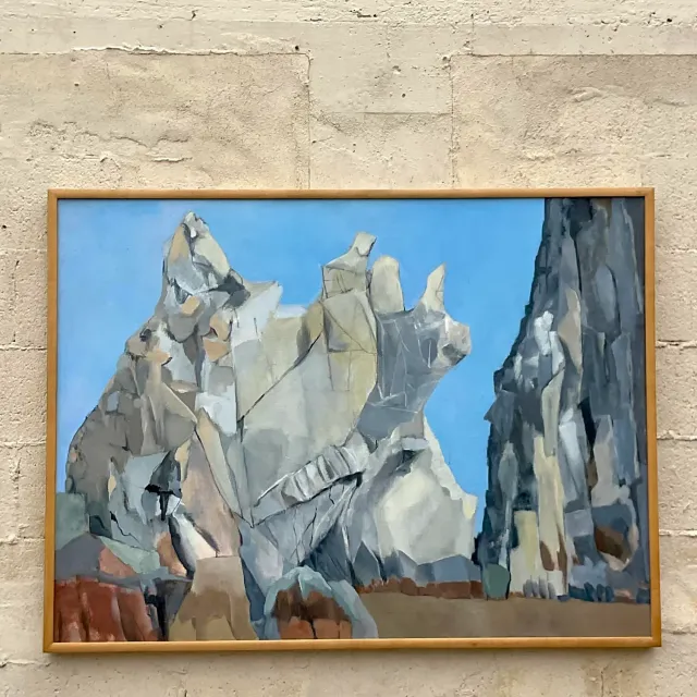 Vintage Boho Modernist Landscape Oil on Canvas Painting — additional photo 6