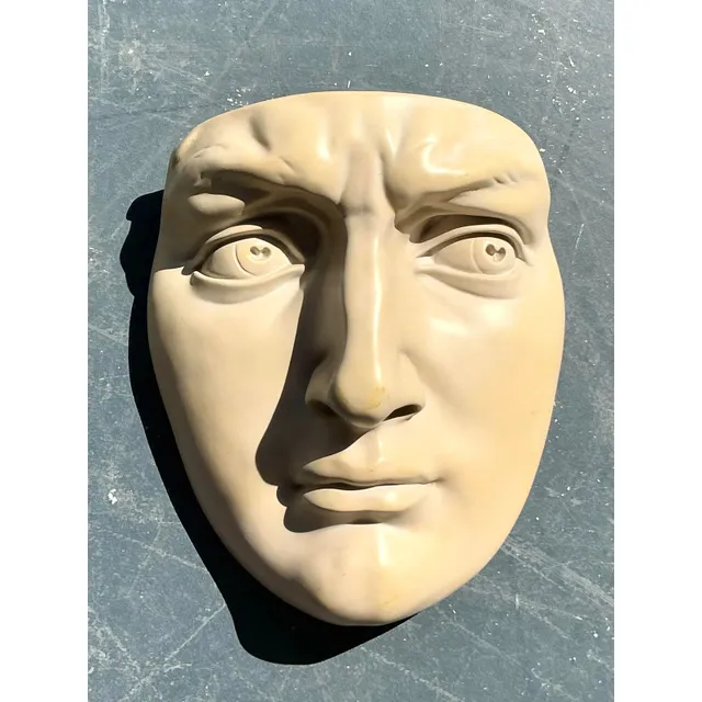 Vintage Boho Molded Resin David Face Wall Sculpture — additional photo 2