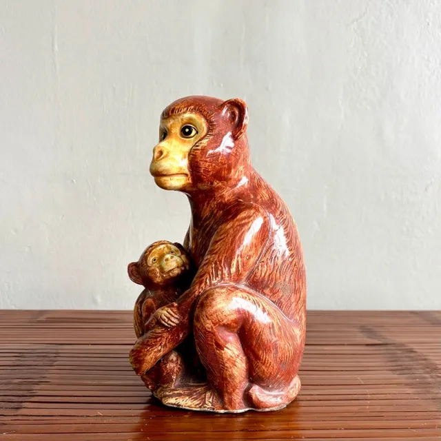 Vintage Boho Monkey Pair Statue — additional photo 1