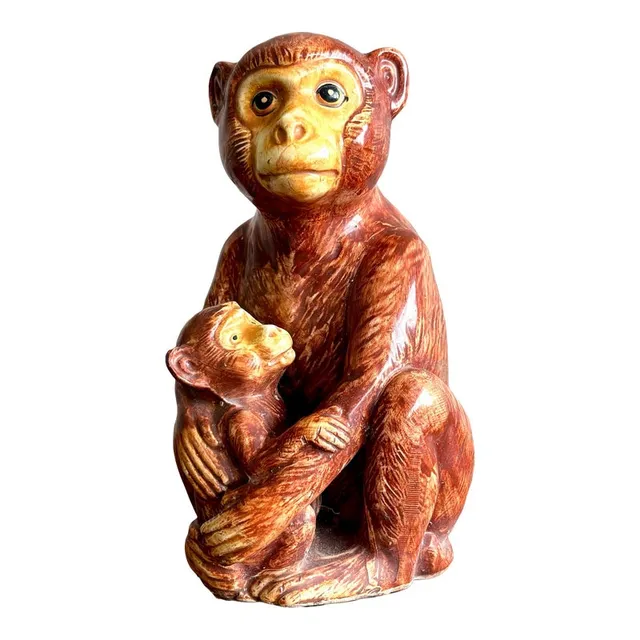Vintage Boho Monkey Pair Statue — additional photo 7