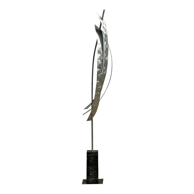 Vintage Boho Monumental Abstract Brushed Steel Sculpture — additional photo 1