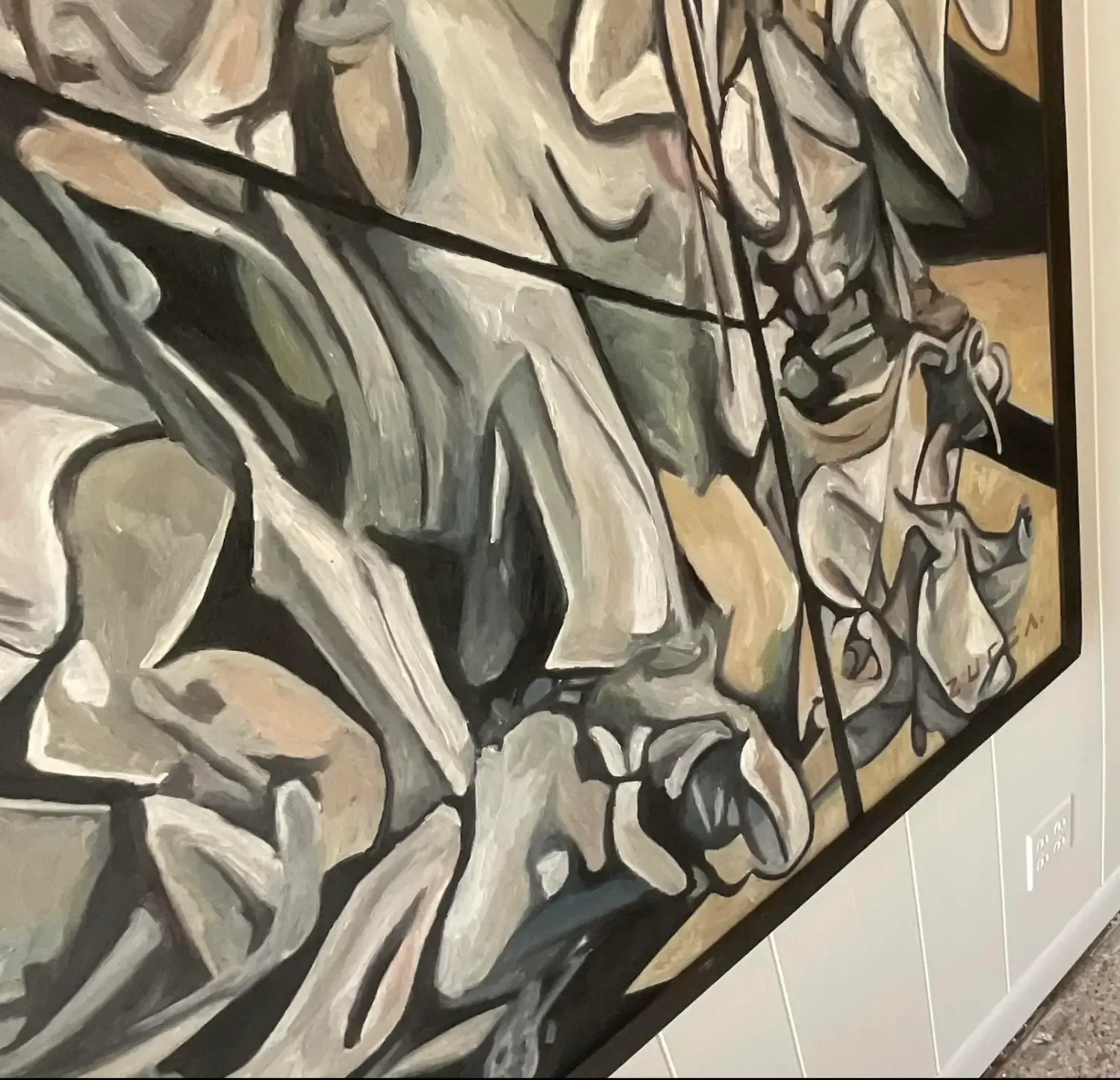 Vintage Boho Monumental Abstract Figurative Oil on Board Painting — additional photo 6