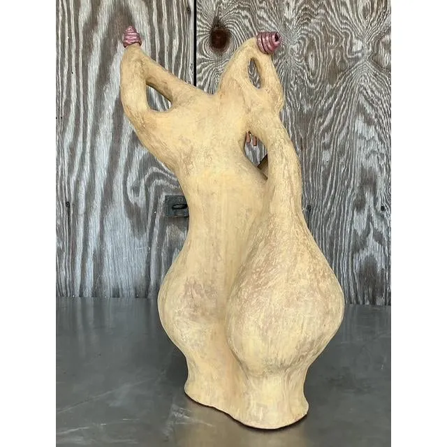 Vintage Boho Monumental Abstract Studio Pottery Vase — additional photo 8