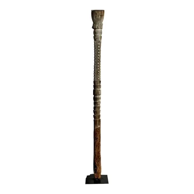 Vintage Boho Monumental Carved Totem Sculpture — additional photo 1