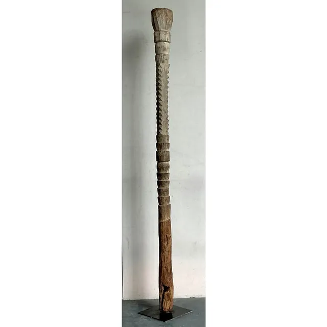 Vintage Boho Monumental Carved Totem Sculpture — additional photo 2