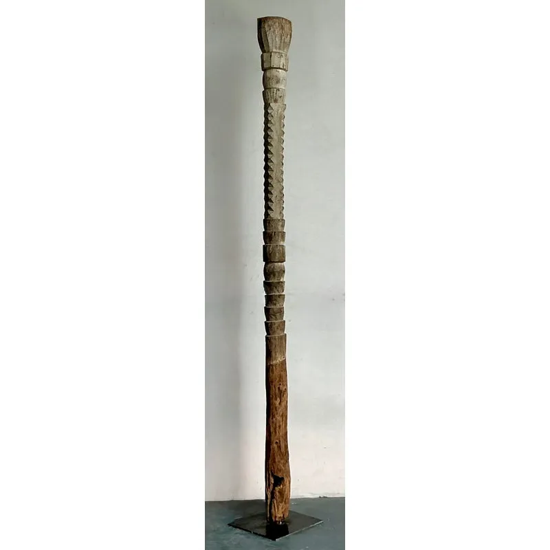Vintage Boho Monumental Carved Totem Sculpture — additional photo 3