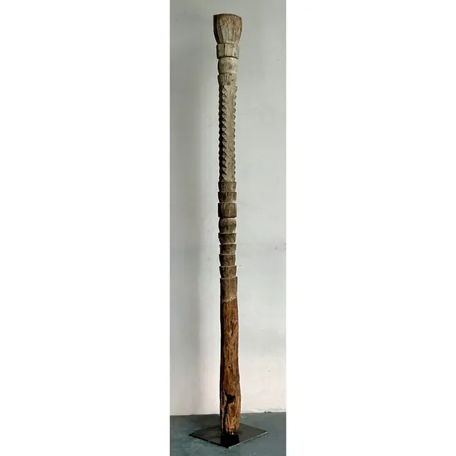 Vintage Boho Monumental Carved Totem Sculpture — additional photo 3