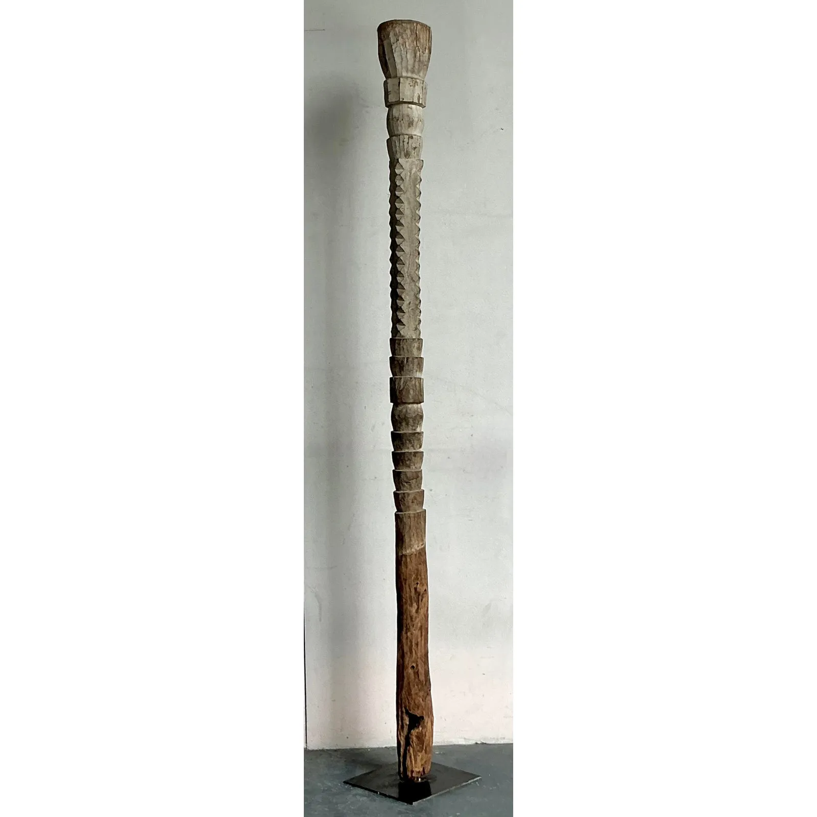 Vintage Boho Monumental Carved Totem Sculpture — additional photo 4