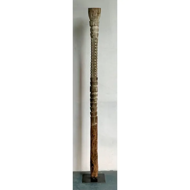 Vintage Boho Monumental Carved Totem Sculpture — additional photo 5