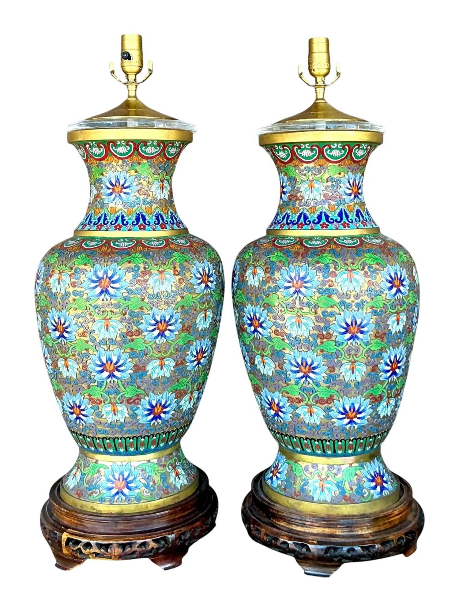 Vintage Boho Monumental Cloisonné Lamps - A Pair — additional photo 5
