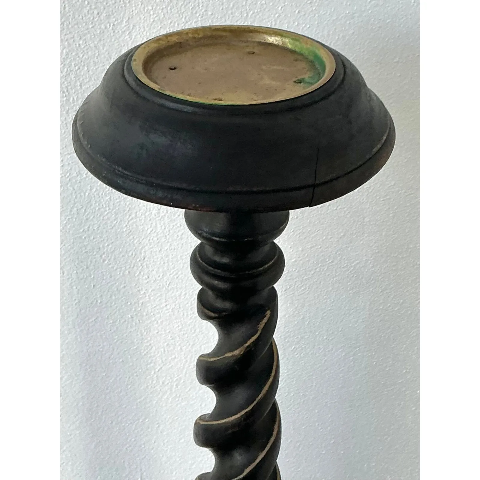 Vintage Boho Monumental Distressed Barley Twist Candlesticks - Set of 3 — additional photo 4