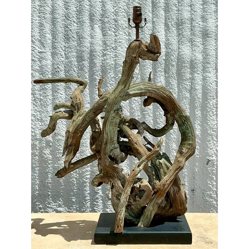 Vintage Boho Monumental Driftwood Lamps - A Pair — additional photo 2