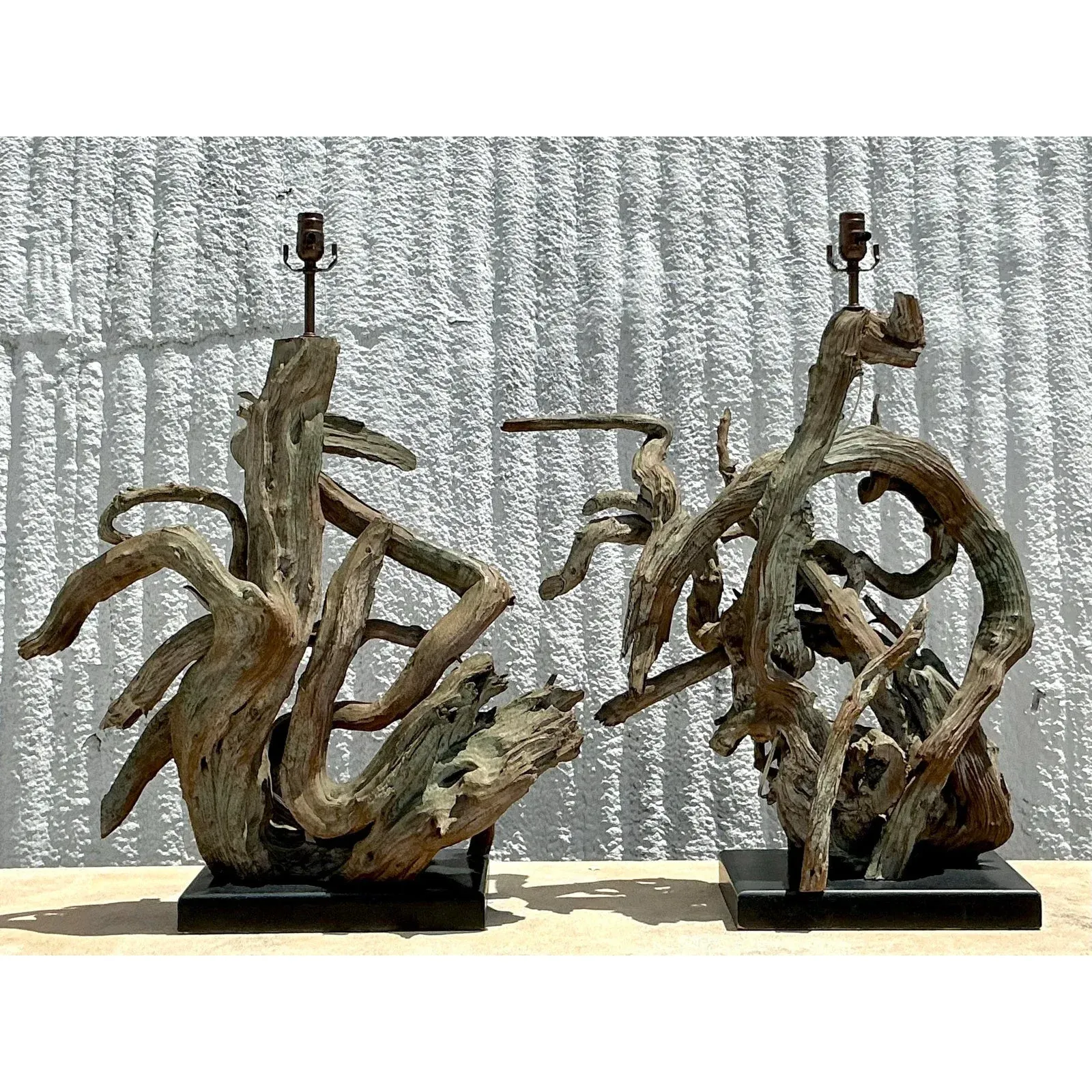 Vintage Boho Monumental Driftwood Lamps - A Pair — additional photo 4