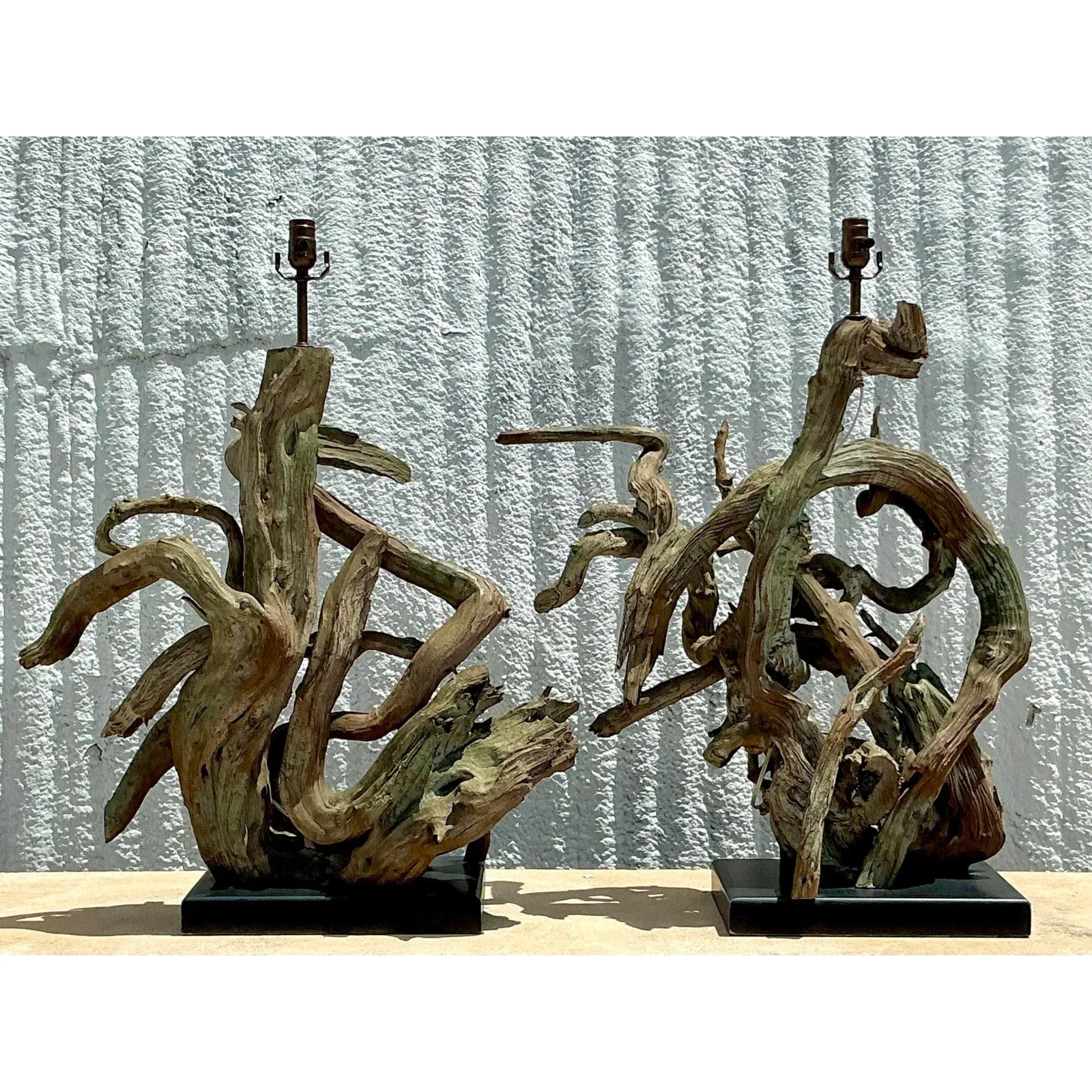 Vintage Boho Monumental Driftwood Lamps - A Pair — additional photo 7