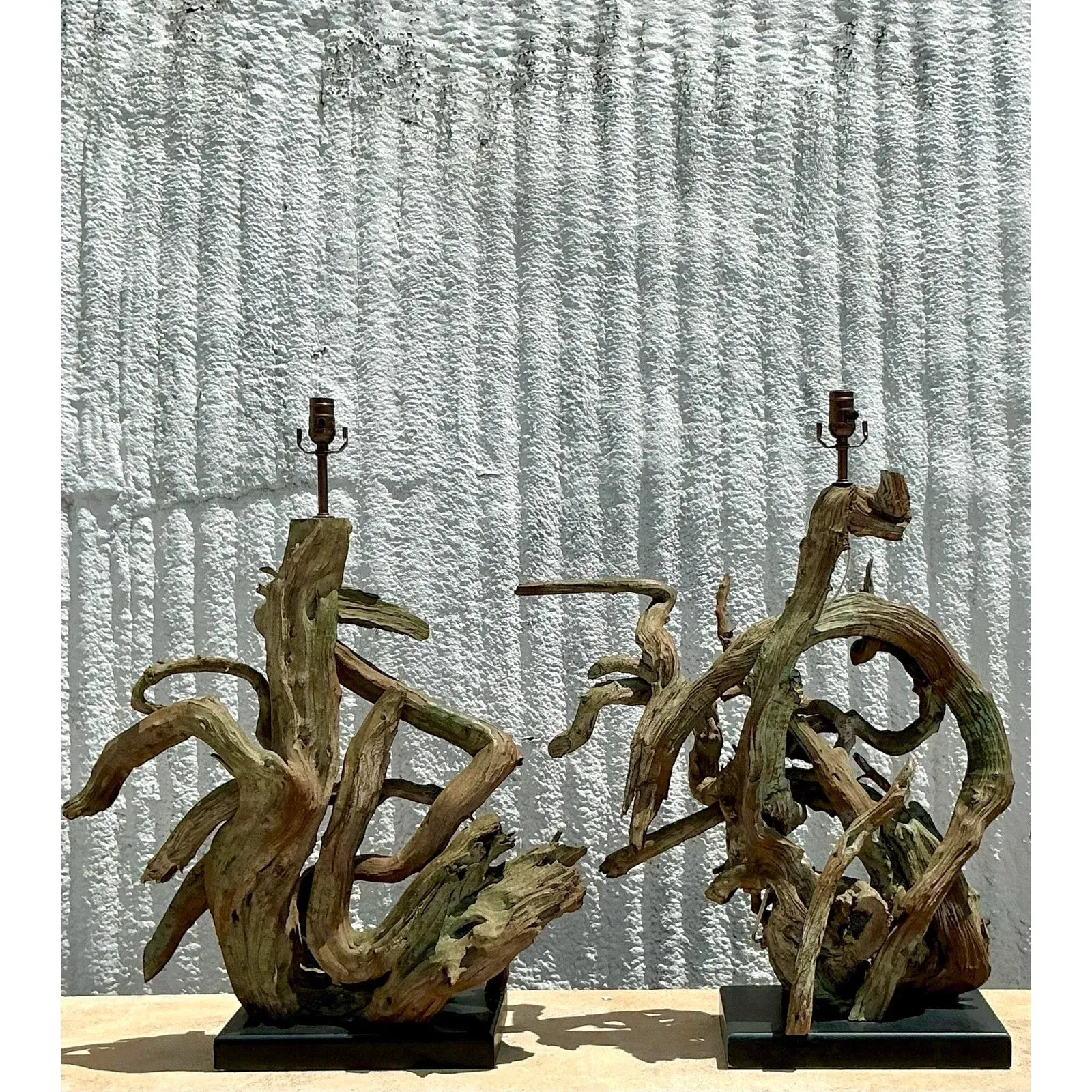Vintage Boho Monumental Driftwood Lamps - A Pair — additional photo 8