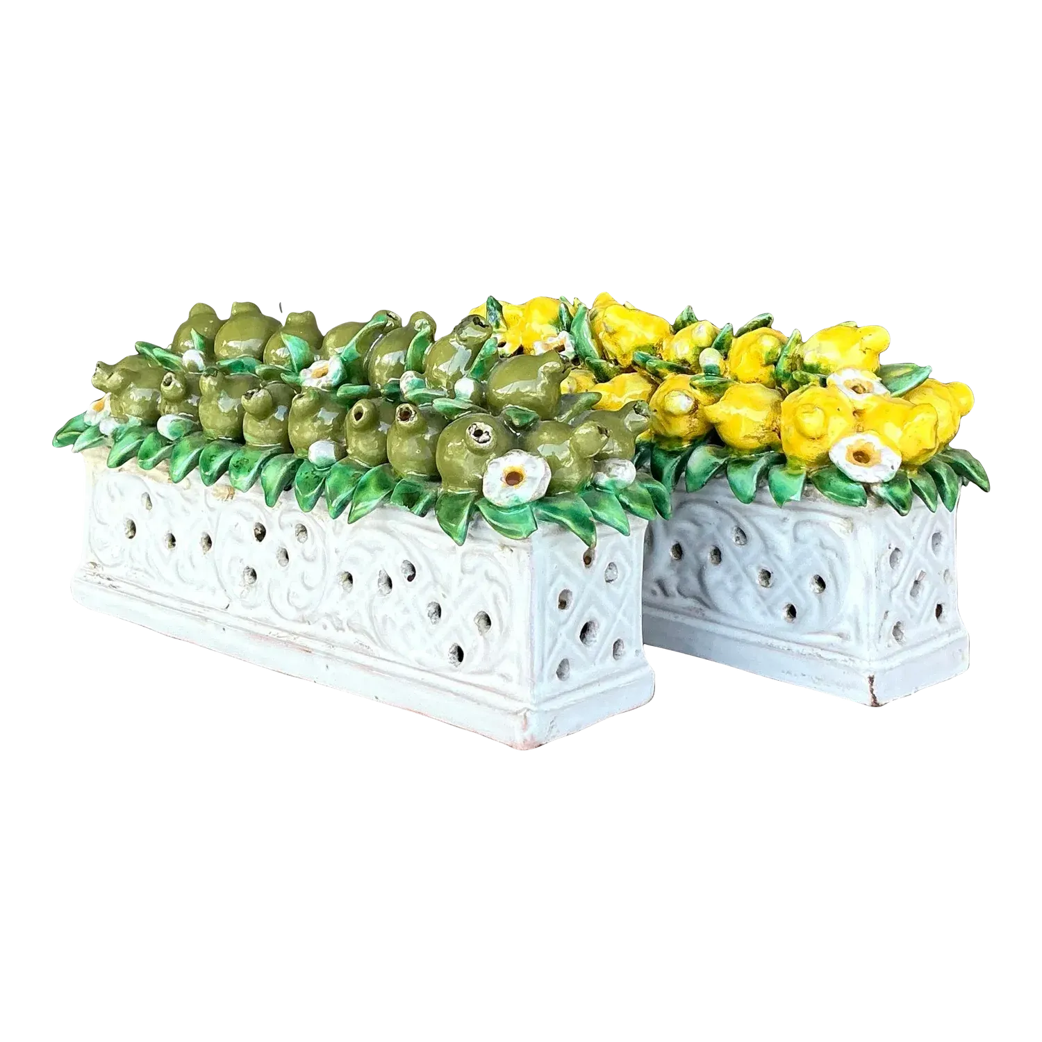 Vintage Boho Monumental Glazed Ceramic Planters - A Pair — additional photo 7