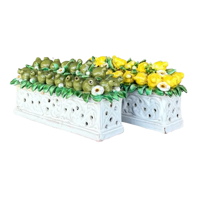 Vintage Boho Monumental Glazed Ceramic Planters - A Pair — additional photo 7