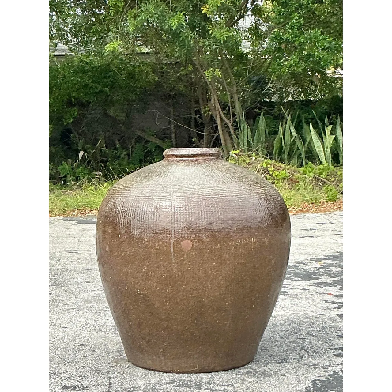 Vintage Boho Monumental Glazed Earthenware Jug