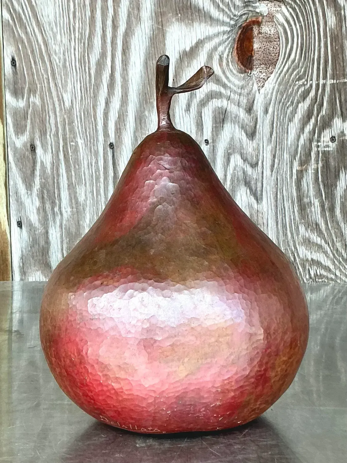 Vintage Boho Monumental Hand Hammered Copper Pear — additional photo 1