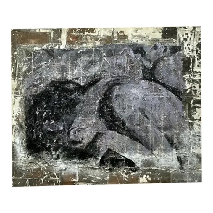 Vintage Boho Monumental Original Textured Abstract Painting on Canvas — additional photo 1