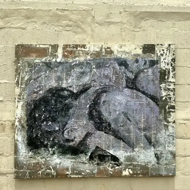 Vintage Boho Monumental Original Textured Abstract Painting on Canvas — additional photo 3