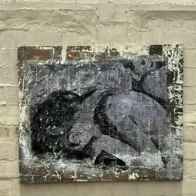 Vintage Boho Monumental Original Textured Abstract Painting on Canvas — additional photo 4
