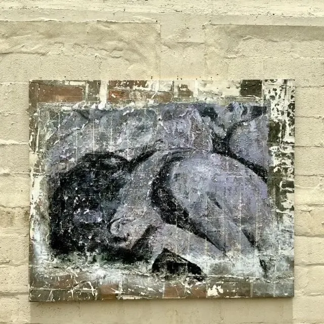 Vintage Boho Monumental Original Textured Abstract Painting on Canvas — additional photo 8