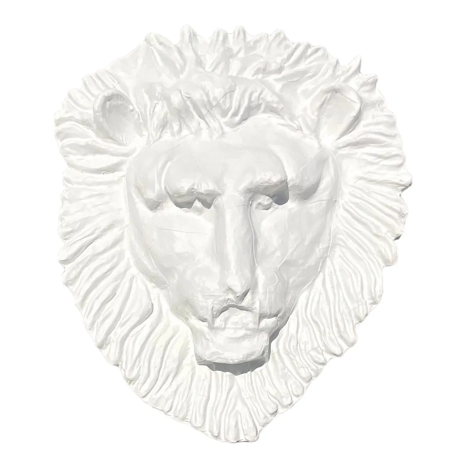 Vintage Boho Monumental Painted Leather Lions Head Wall Sculpture — additional photo 1