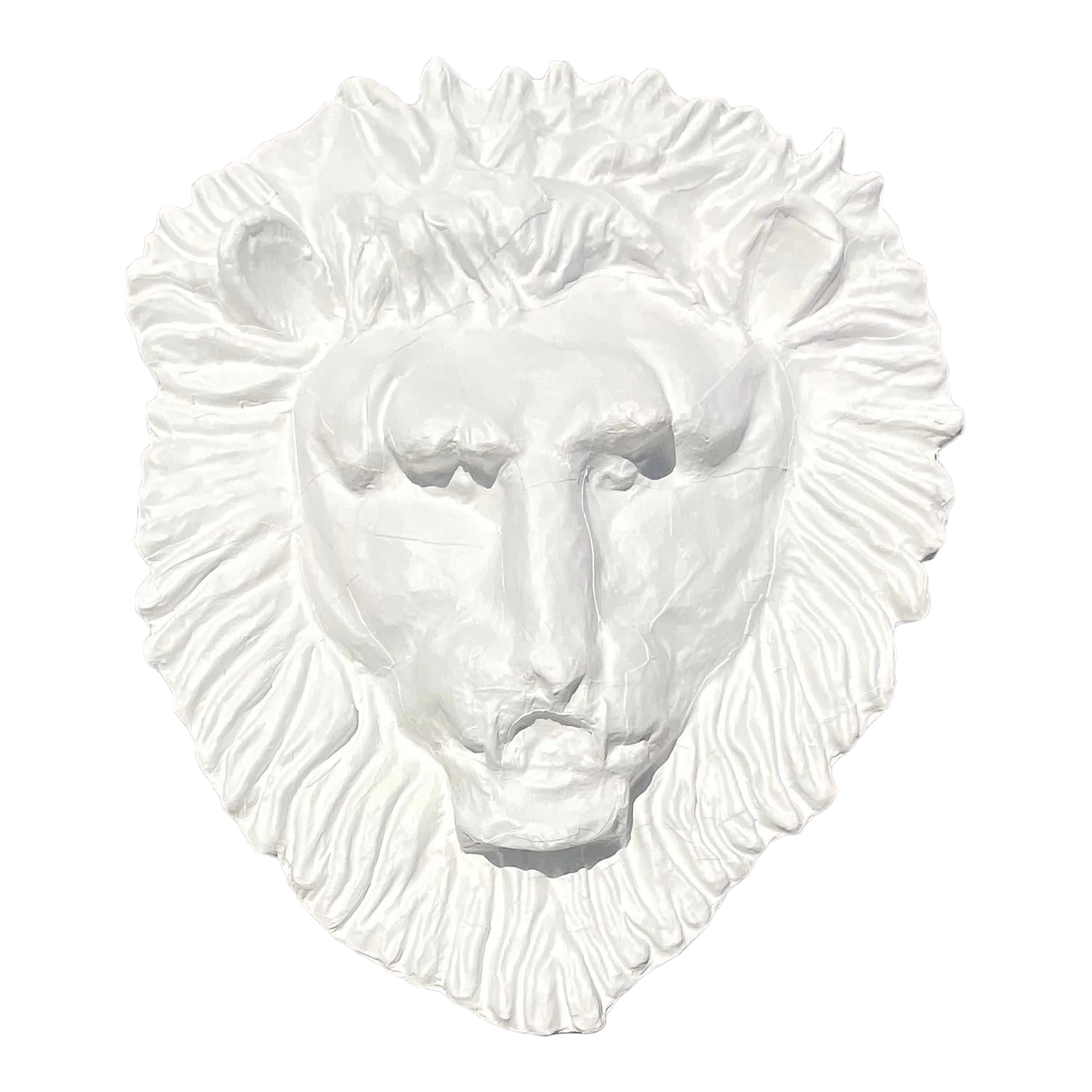 Vintage Boho Monumental Painted Leather Lions Head Wall Sculpture — additional photo 4