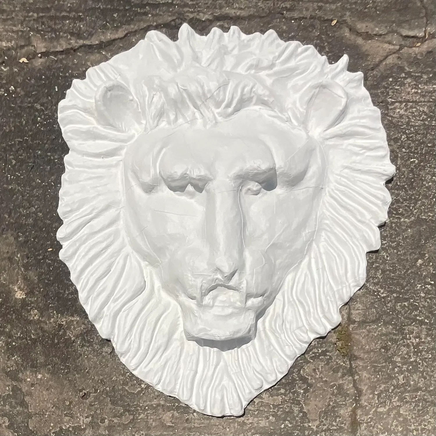 Vintage Boho Monumental Painted Leather Lions Head Wall Sculpture — additional photo 8