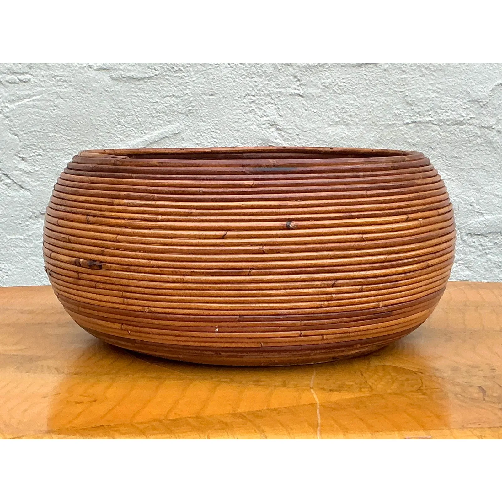 Vintage Boho Monumental Pencil Reed. Basket