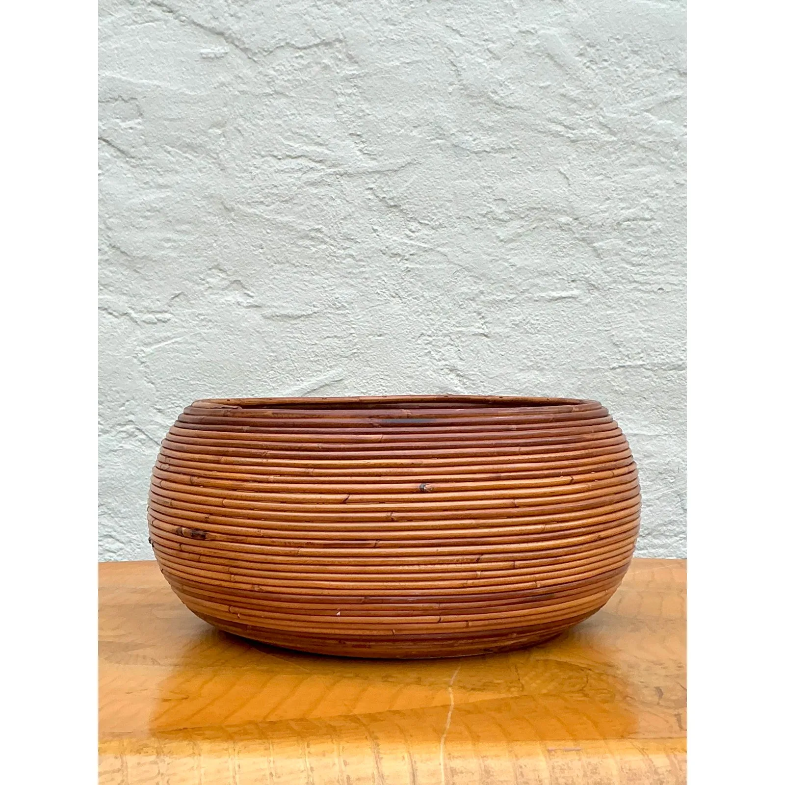 Vintage Boho Monumental Pencil Reed. Basket — additional photo 1