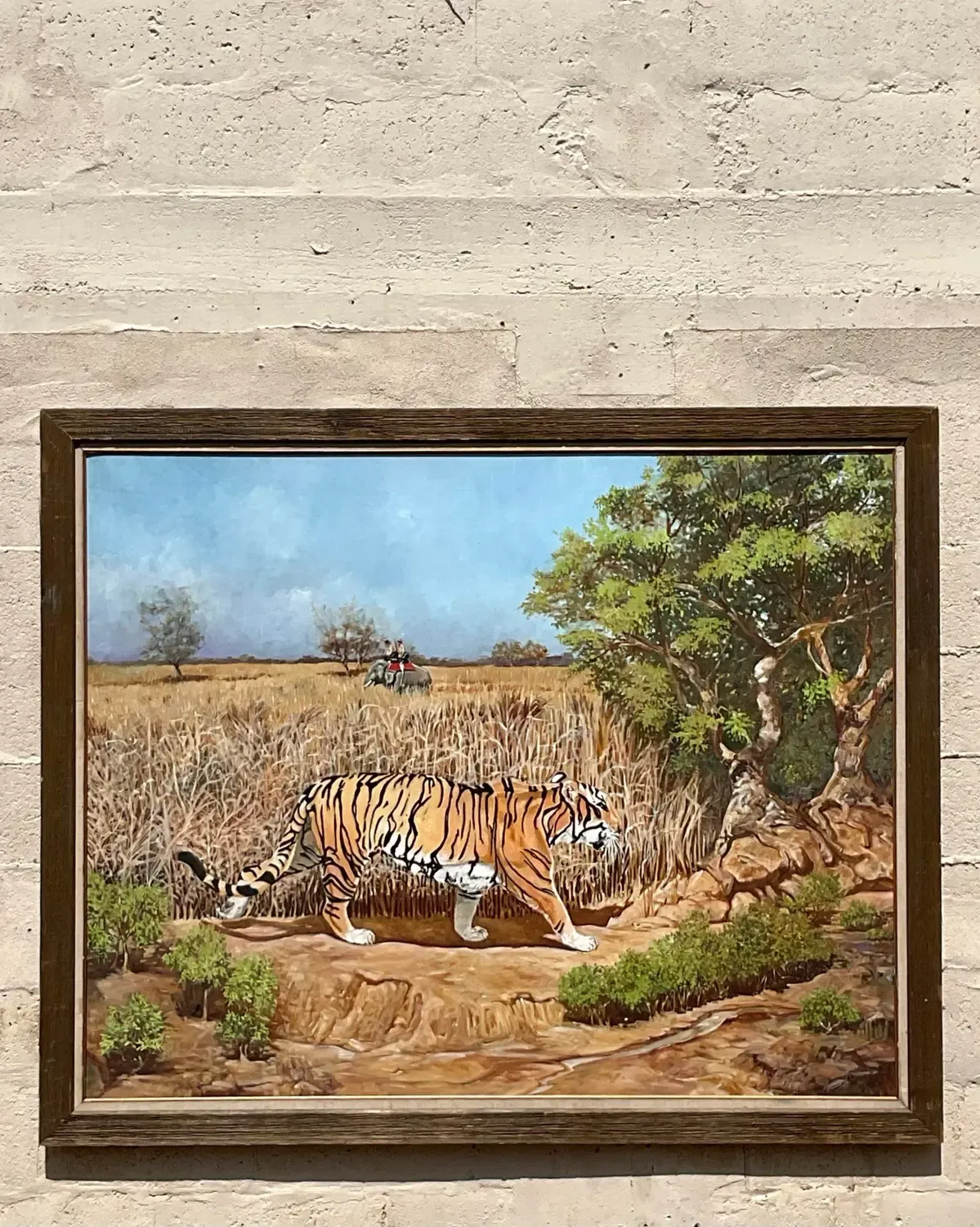 Vintage Boho Monumental Tiger Original Oil Painting on Canvas — additional photo 4